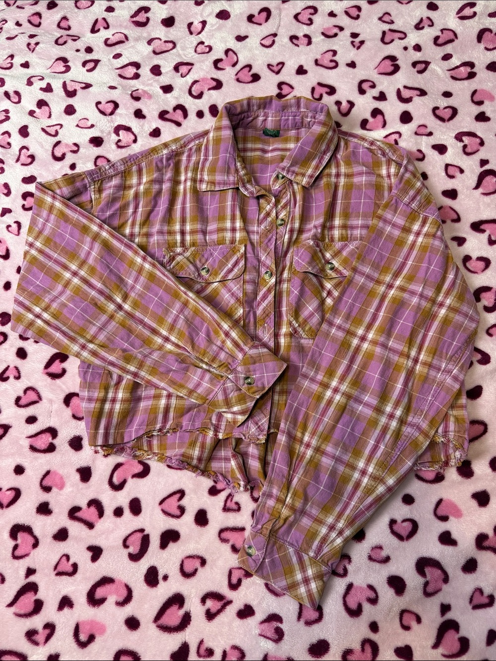 Wild fable Pink Plaid Long-Sleeve Button-Up Shirt